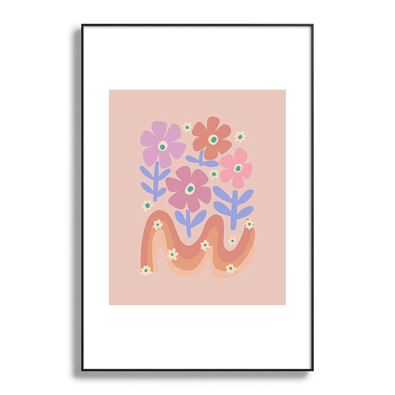 70s Retro Floral vibe Framed Art Print