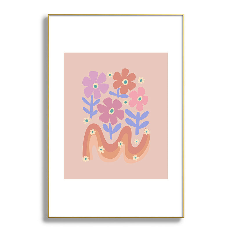 70s Retro Floral vibe Framed Art Print