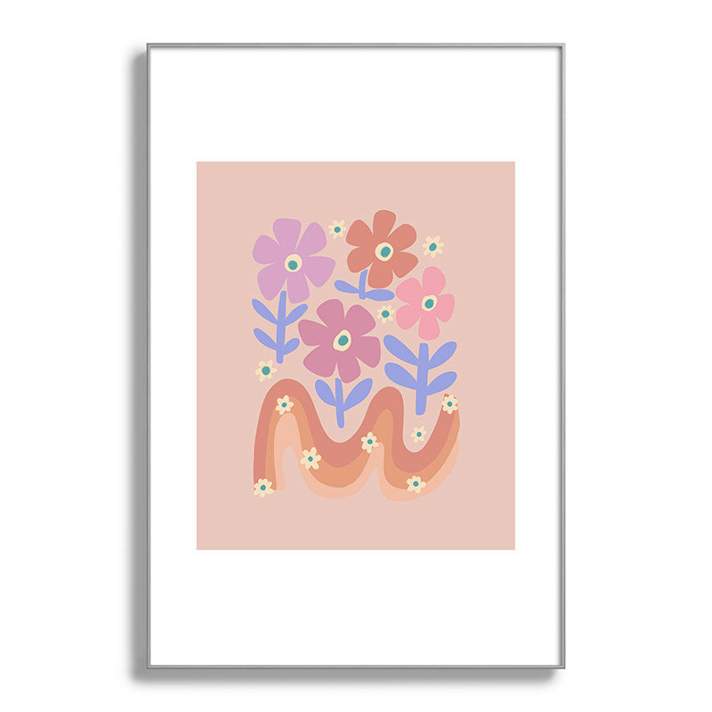 70s Retro Floral vibe Framed Art Print