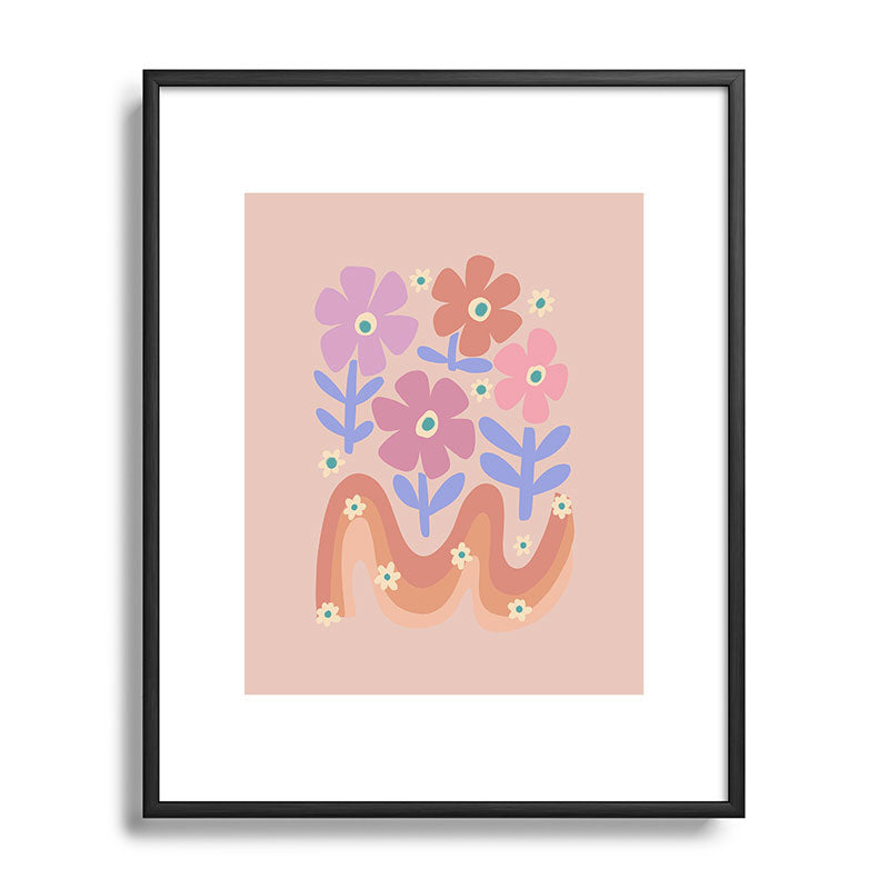 70s Retro Floral vibe Framed Art Print