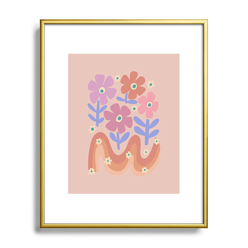 70s Retro Floral vibe Framed Art Print