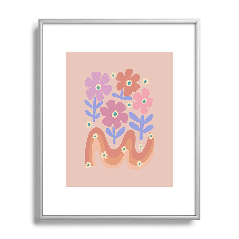70s Retro Floral vibe Framed Art Print