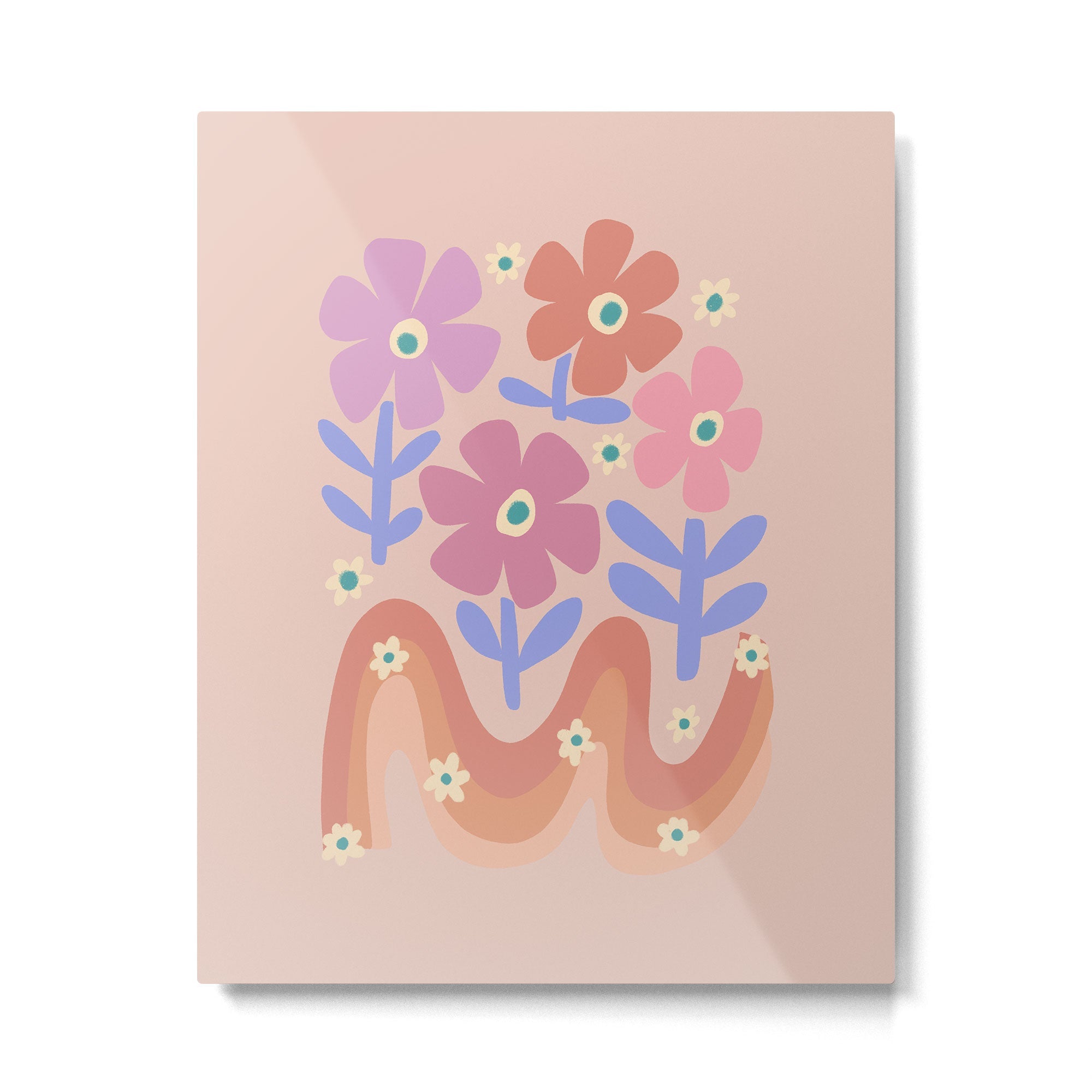 70s Retro Floral vibe Metal Print
