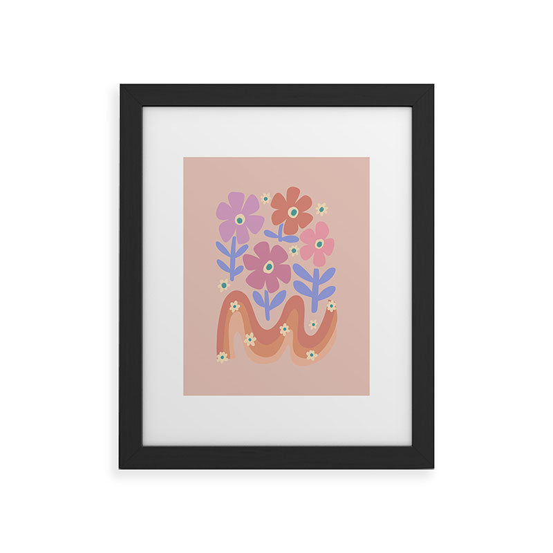 70s Retro Floral vibe Framed Art Print