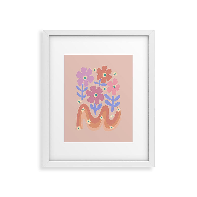 70s Retro Floral vibe Framed Art Print