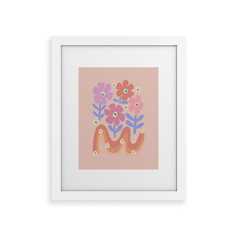 70s Retro Floral vibe Framed Art Print