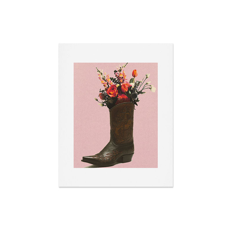 A Cowboy Boot With Spring Bouquet Art Print