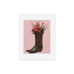 A Cowboy Boot With Spring Bouquet Art Print
