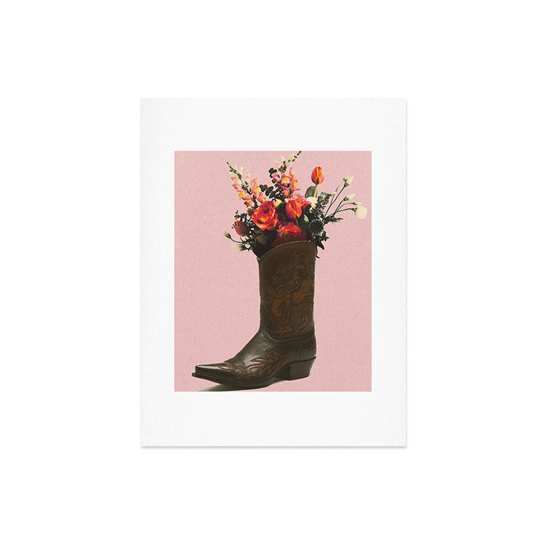 A Cowboy Boot With Spring Bouquet Art Print
