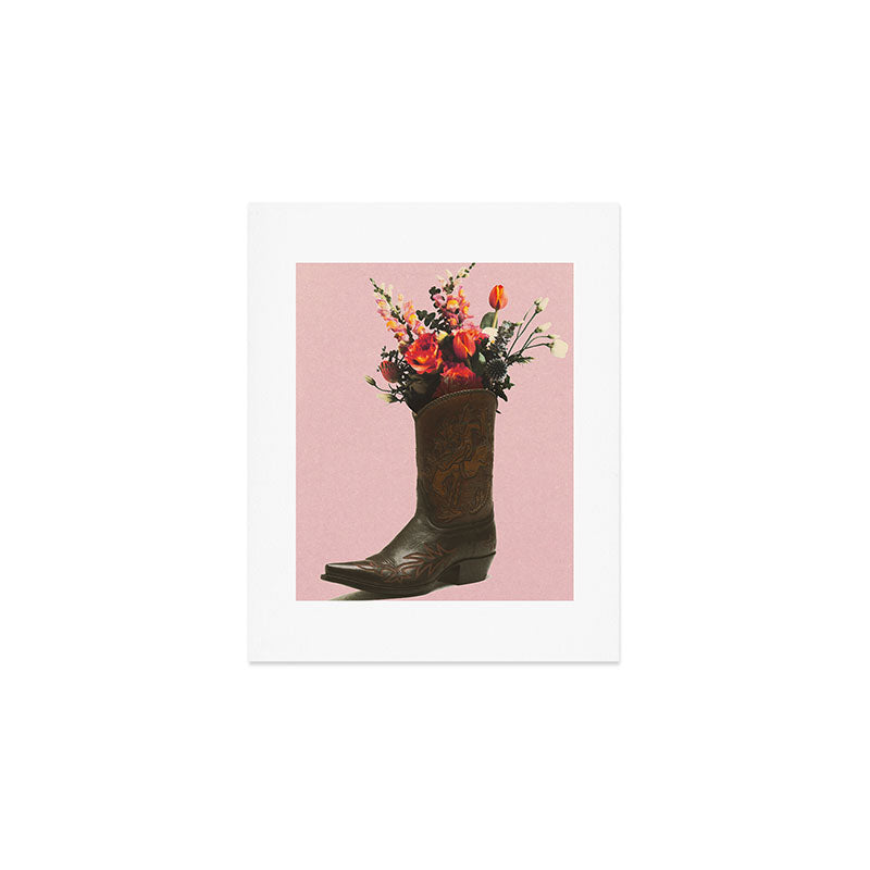 A Cowboy Boot With Spring Bouquet Art Print