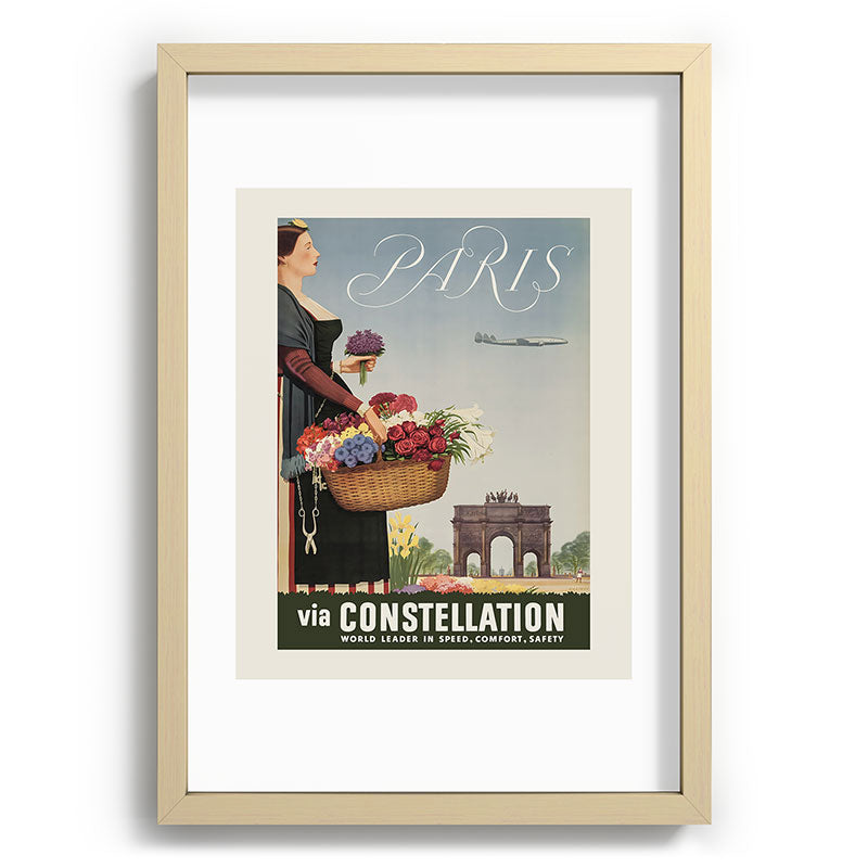 1950s Paris Vintage Travel Poster Framed Art Print