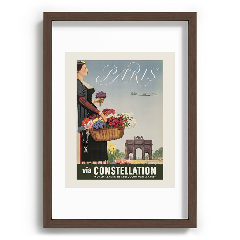 1950s Paris Vintage Travel Poster Framed Art Print