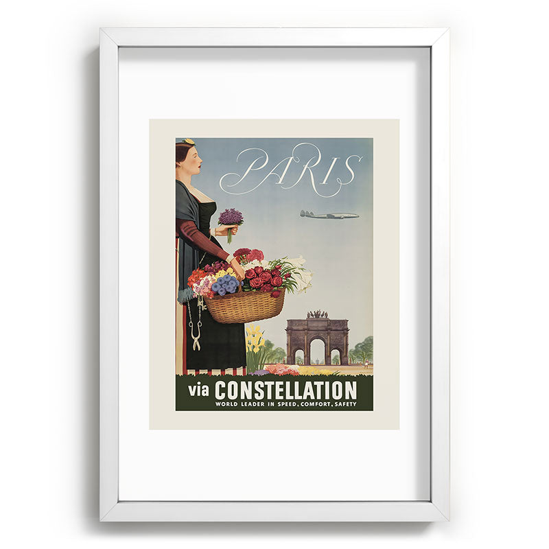 1950s Paris Vintage Travel Poster Framed Art Print