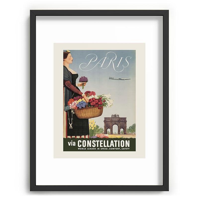 1950s Paris Vintage Travel Poster Framed Art Print