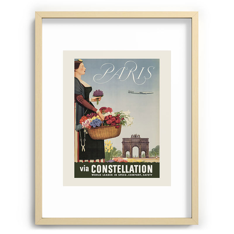1950s Paris Vintage Travel Poster Framed Art Print