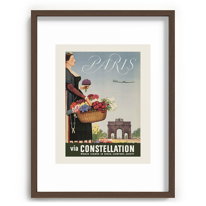 1950s Paris Vintage Travel Poster Framed Art Print