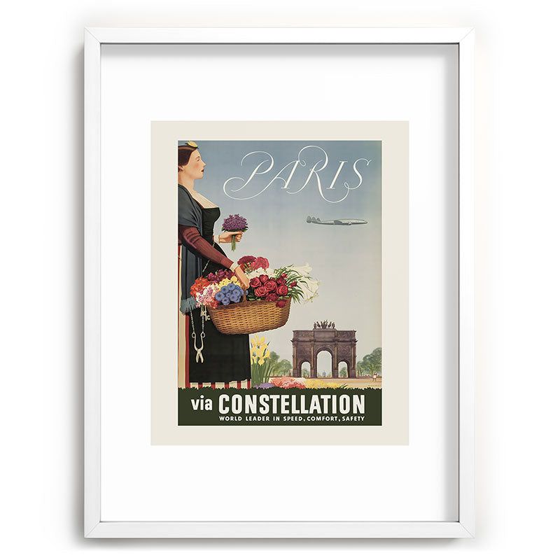 1950s Paris Vintage Travel Poster Framed Art Print