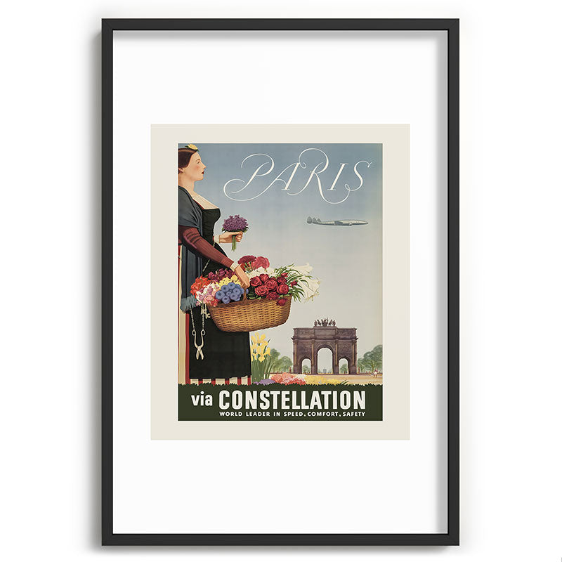 1950s Paris Vintage Travel Poster Framed Art Print
