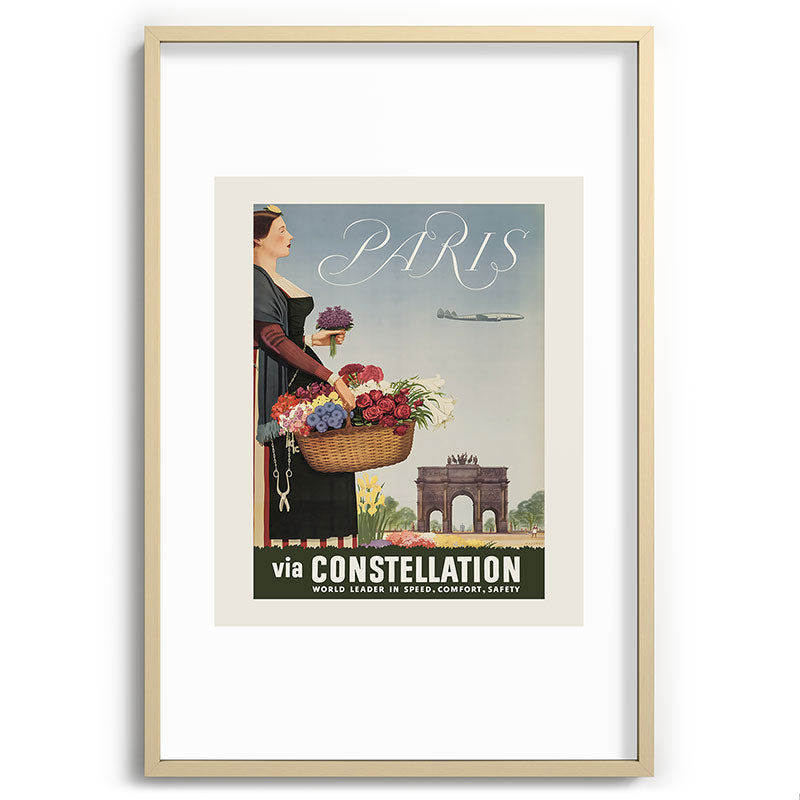 1950s Paris Vintage Travel Poster Framed Art Print