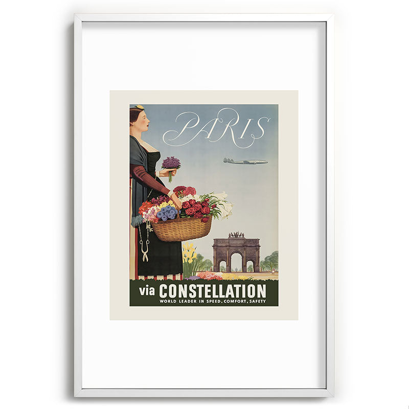 1950s Paris Vintage Travel Poster Framed Art Print