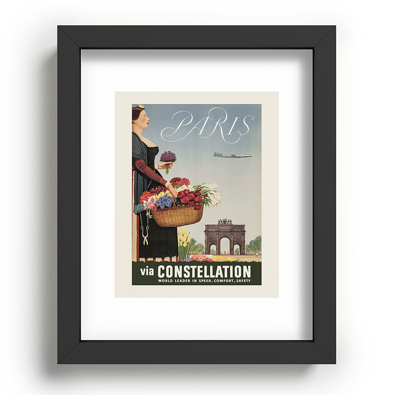 1950s Paris Vintage Travel Poster Framed Art Print