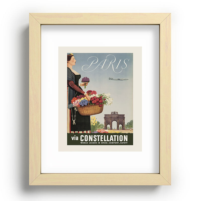 1950s Paris Vintage Travel Poster Framed Art Print