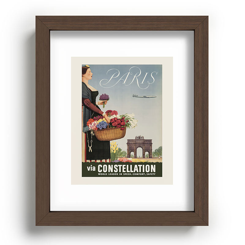 1950s Paris Vintage Travel Poster Framed Art Print