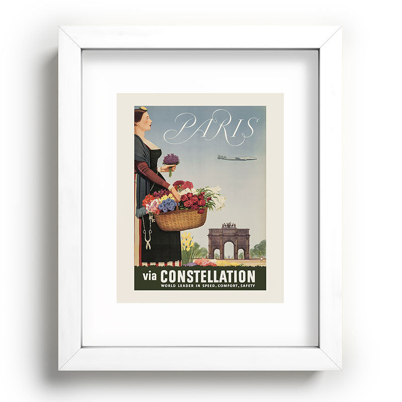 1950s Paris Vintage Travel Poster Framed Art Print