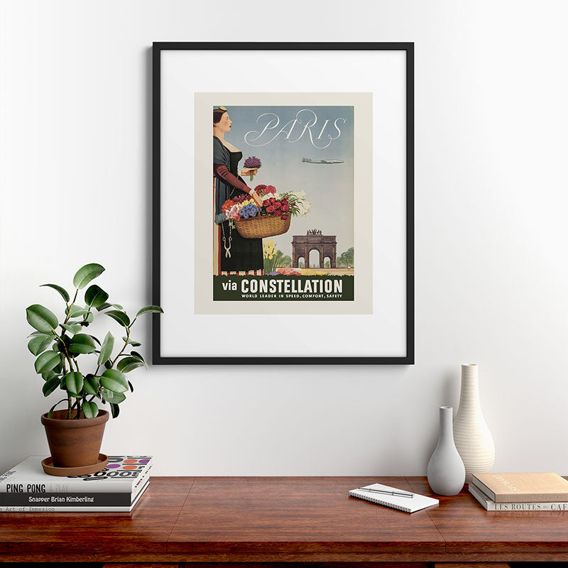 1950s Paris Vintage Travel Poster Framed Art Print
