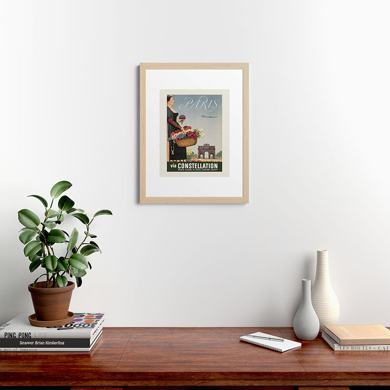 1950s Paris Vintage Travel Poster Framed Art Print