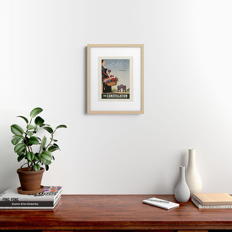 1950s Paris Vintage Travel Poster Framed Art Print