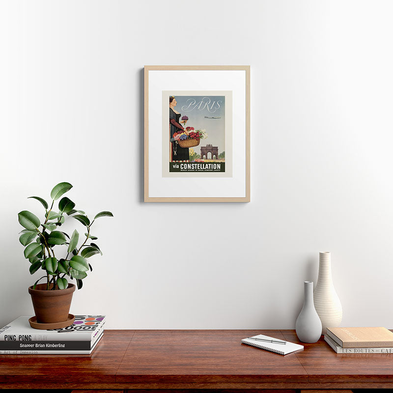 1950s Paris Vintage Travel Poster Framed Art Print