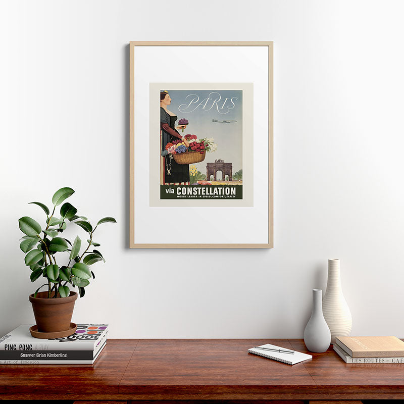 1950s Paris Vintage Travel Poster Framed Art Print