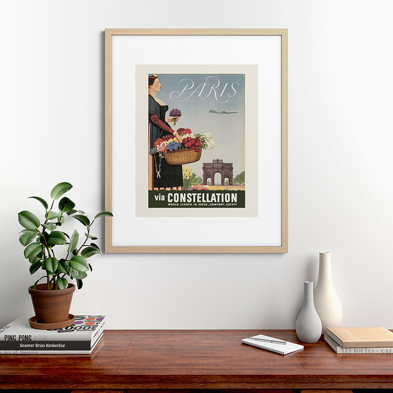 1950s Paris Vintage Travel Poster Framed Art Print