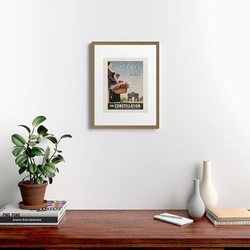 1950s Paris Vintage Travel Poster Framed Art Print
