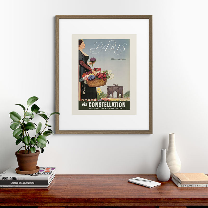 1950s Paris Vintage Travel Poster Framed Art Print