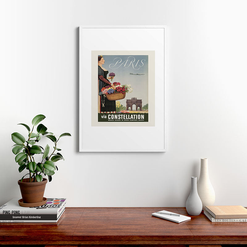 1950s Paris Vintage Travel Poster Framed Art Print