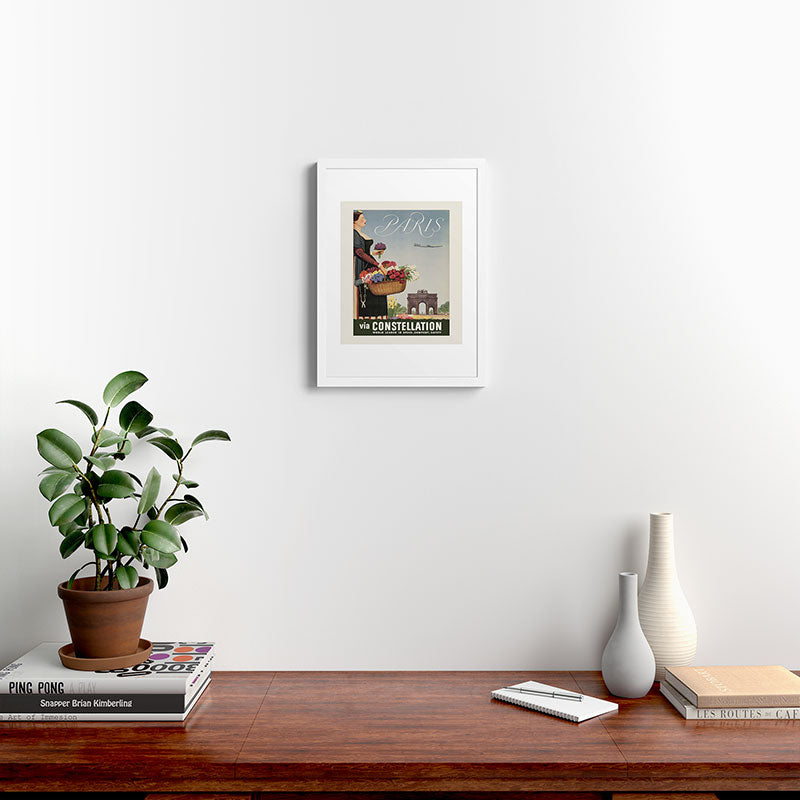 1950s Paris Vintage Travel Poster Framed Art Print