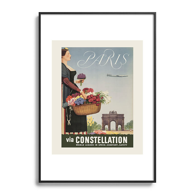 1950s Paris Vintage Travel Poster Framed Art Print