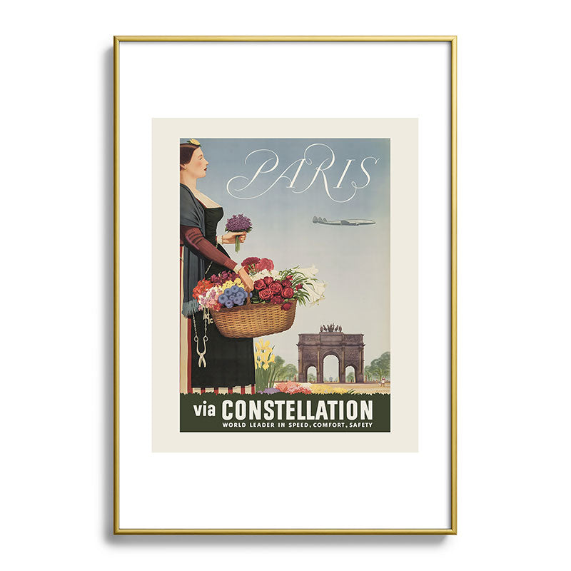 1950s Paris Vintage Travel Poster Framed Art Print