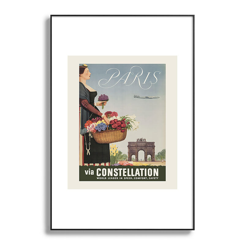 1950s Paris Vintage Travel Poster Framed Art Print