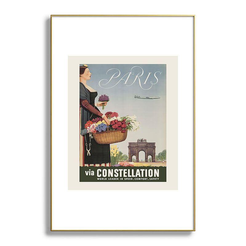 1950s Paris Vintage Travel Poster Framed Art Print