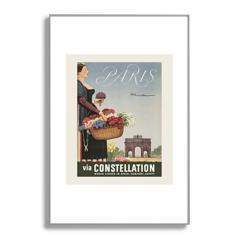 1950s Paris Vintage Travel Poster Framed Art Print