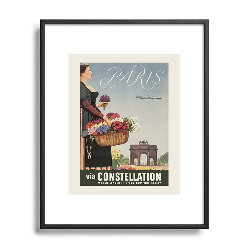 1950s Paris Vintage Travel Poster Framed Art Print