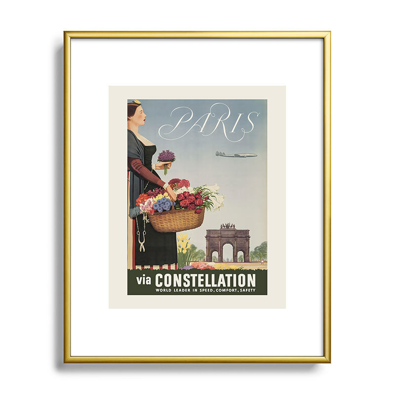 1950s Paris Vintage Travel Poster Framed Art Print