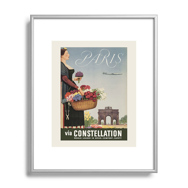 1950s Paris Vintage Travel Poster Framed Art Print