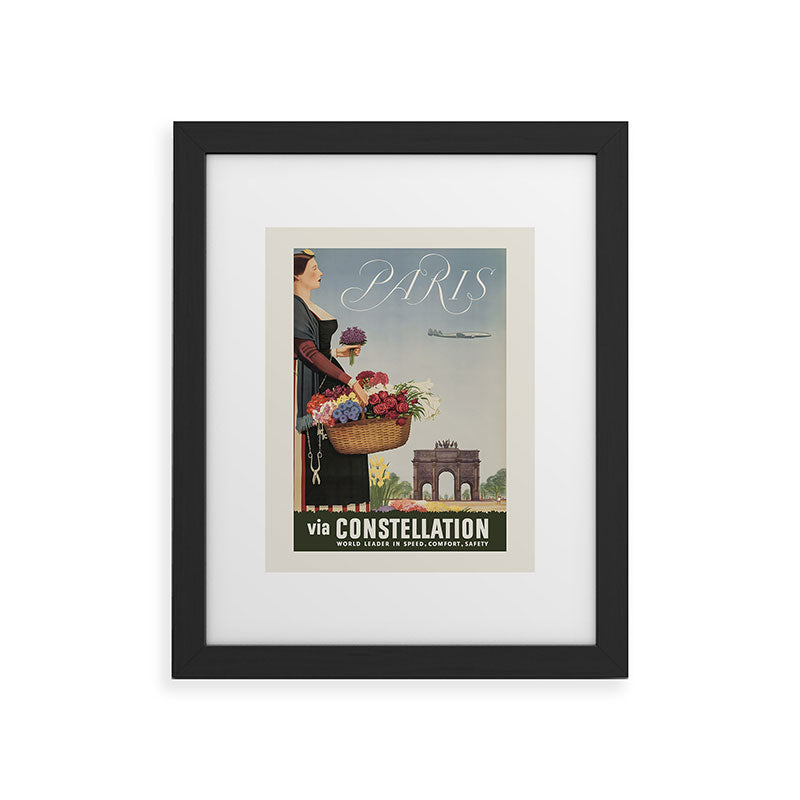 1950s Paris Vintage Travel Poster Framed Art Print