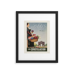 1950s Paris Vintage Travel Poster Framed Art Print