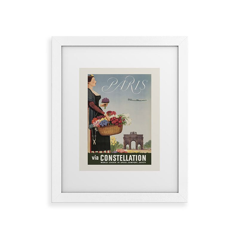 1950s Paris Vintage Travel Poster Framed Art Print