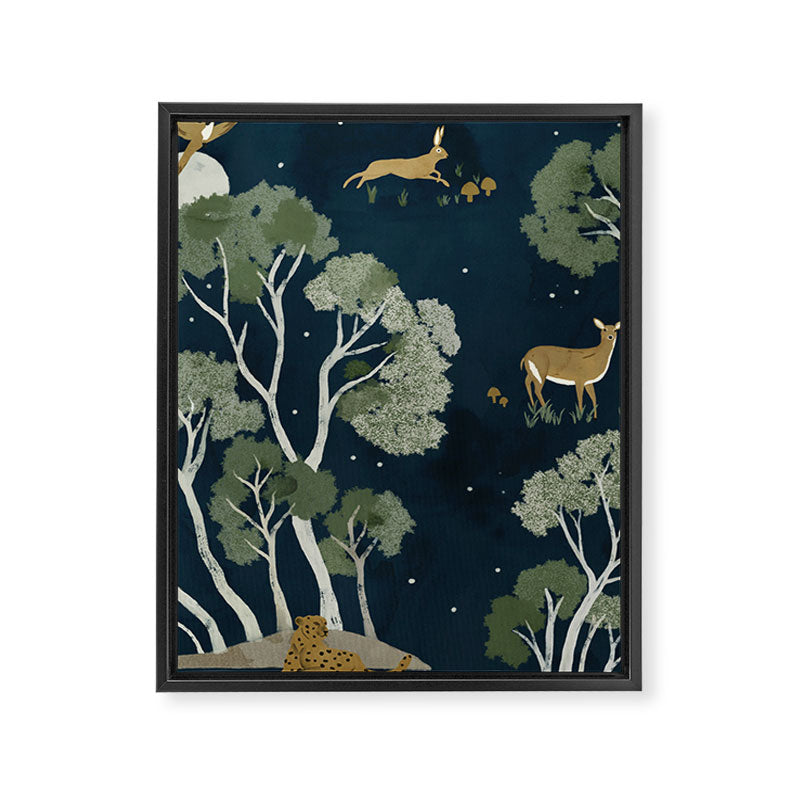 A Forest Awakens Full Moon Framed Canvas Print